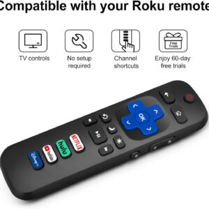(Pack of 2) Replacement Remote Control Only for Roku TV, Compatible for TCL Roku/Hisense Roku/Onn Roku/Sharp Roku/Element Roku/Westinghouse Roku/Philips Roku Smart TVs (Not for Roku Stick and Box)