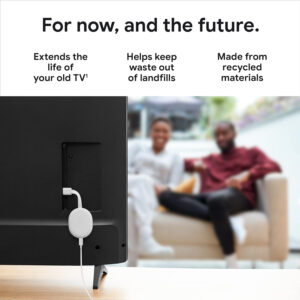Google Chromecast with Google TV (4K)- Streaming Stick Entertainment with Voice Search - Watch Movies, Shows, and Live TV in 4K HDR - Snow