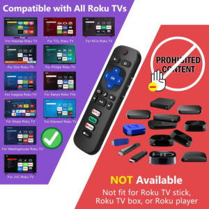 Pack of 2 Replacement Remote Control for Roku TV,Compatible for TCL Roku/Hisense Roku/Onn Roku/Sharp Roku/Element Roku/Westinghouse Roku/Philips Roku/Insignia Roku/Jvc Roku/RCA Smart TVs