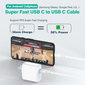 USB C to USB C Cable for MacBook Air MacBook Pro Charger, iPad Pro 12.9 11 inch, iPad Air 5 4, Mini 6, iPhone 15/15 Pro/15 Plus/15 Pro Max, Google Pixel, Samsung, Type C Fast Charging Cord 6.6FT