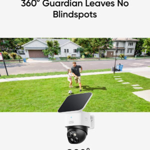 eufy Security SoloCam S340, Solar Security Camera, Wireless Outdoor Camera, 360° Pan & Tilt Surveillance, No Blind Spots, 2.4 GHz Wi-Fi, No Monthly Fee, HomeBase S380 Compatible