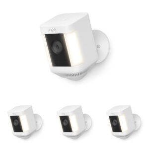 Ring Spotlight Cam Plus, Battery | Two-Way Talk, Color Night Vision, and Security Siren (2022 release) - White