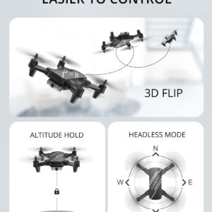 DEERC D20 Mini Drone for Kids with 720P HD FPV Camera Remote Control Toys Gifts for Boys Girls with Altitude Hold, Headless Mode, One Key Start Speed Adjustment, 3D Flips 2 Batteries, Silver