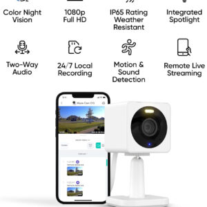 WYZE Cam OG 1080p HD Wi-Fi Security Camera - Indoor/Outdoor, Color Night Vision, Spotlight, 2-Way Audio, Cloud & Local storage- Ideal for Home Security, Baby, Pet Monitoring Alexa Google Assistant