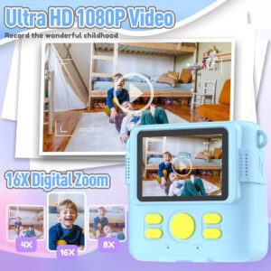 ESOXOFFORE Instant Print Camera for Kids, Christmas Birthday Gifts for Girls Boys, HD Digital Video Cameras for Toddler, Portable Toy for 4 5 6 7 8 9 10 Year Old Girl with 32GB SD Card-Purple