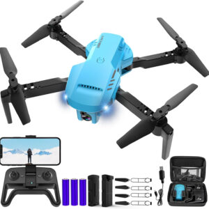 RADCLO Mini Drone with Camera - 1080P HD FPV Foldable Carrying Case, 2 Batteries, 90° Adjustable Lens, One Key Take Off/Land, Altitude Hold, 360° Flip, Toys Gifts for Kids, Adults, beginner