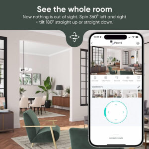 WYZE Cam Pan v3 Indoor/Outdoor IP65-Rated 1080p Pan/Tilt/Zoom Wi-Fi Smart Home Security Camera with Motion Tracking for Baby & Pet, Color Night Vision, 2-Way Audio, Works with Alexa & Google Assistant