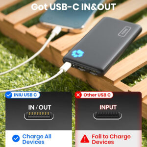 INIU Portable Charger, Slimmest 10000mAh 5V/3A Power Bank, USB C in&out High-Speed Charging Battery Pack, External Phone Powerbank Compatible with iPhone 15 14 13 12 11 Samsung S22 S21 Google iPad etc