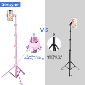 Sensyne 62" Phone Tripod & Selfie Stick, Extendable Cell Phone Tripod Stand with Wireless Remote and Phone Holder, Compatible with iPhone Android Phone, Camera (Black)