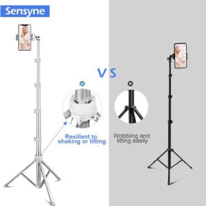 Sensyne 62" Phone Tripod & Selfie Stick, Extendable Cell Phone Tripod Stand with Wireless Remote and Phone Holder, Compatible with iPhone Android Phone, Camera (Black)