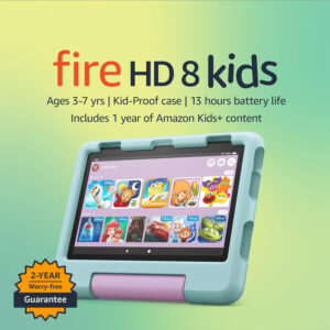 Amazon Fire HD 8 Kids tablet, ages 3-7. Top-selling 8" kids tablet on Amazon - 2022 | ad-free content with parental controls included, 13-hr battery, 32 GB, Blue