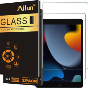 Ailun Screen Protector for iPad 9th 8th 7th Generation (10.2 Inch, iPad 9/8/7, 2021&2020&2019) Tempered Glass/Apple Pencil Compatible [2 Pack]