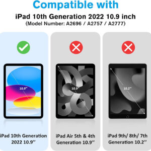 ProCase 2 Pack for iPad 10.9 10th Generation 2022 Screen Protector A2696/A2757/A2777, Tempered Glass Film Guard for 10.9" iPad 10