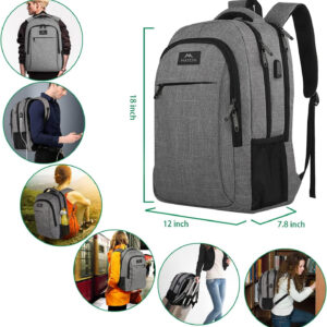 Matein Travel Laptop Backpack, Business Anti Theft Slim Durable Laptops Backpack with USB Charging Port, Water Resistant College School Computer Bag Gifts for Men & Women Fits 15.6 Inch Notebook, Grey