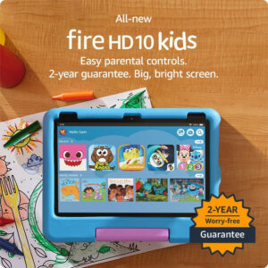 All-new Amazon Fire 10 Kids tablet- 2023, ages 3-7 | Bright 10.1" HD screen with ad-free content and parental controls included, 13-hr battery, 32 GB, Blue