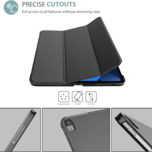 ProCase for iPad Air 5th Gen Case 2022 / iPad Air 4th 2020 Case 10.9 Inch, Slim Stand Hard Back Shell Protective Smart Cover for iPad Air 5th A2589 A2591/ Air 4th A2316 A2324 -Black