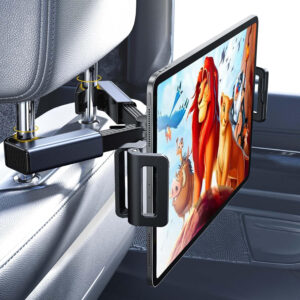LISEN Tablet iPad Holder for Car Mount Headrest iPad Car Holder Back Seat Travel Accessories Car Tablet Holder Mount Road Trip Essentials for Kids Adults Fits All 4.7-12.9" Devices & Headrest Rod