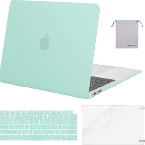 MOSISO Compatible with MacBook Air 13 inch Case 2022, 2021-2018 Release A2337 M1 A2179 A1932 Retina Display Touch ID, Plastic Hard Shell&Keyboard Cover&Screen Protector&Storage Bag, Transparent