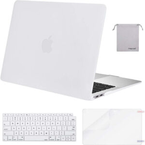 MOSISO Compatible with MacBook Air 13 inch Case 2022, 2021-2018 Release A2337 M1 A2179 A1932 Retina Display Touch ID, Plastic Hard Shell&Keyboard Cover&Screen Protector&Storage Bag, Transparent