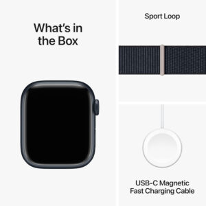 Apple Watch Series 9 [GPS 45mm] Smartwatch with Midnight Aluminum Case with Midnight Sport Loop. Fitness Tracker, Blood Oxygen & ECG Apps, Always-On Retina Display, Carbon Neutral