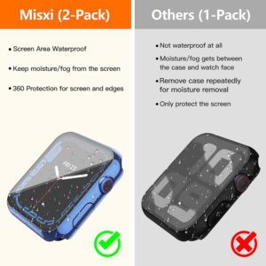 Misxi [2 Pack] Black Hard Case with Tempered Glass Compatible with Apple Watch Series 6 SE Series 5 Series 4 44mm, Ultra-Thin Durable Waterproof Protective Cover for iWatch Screen Protector