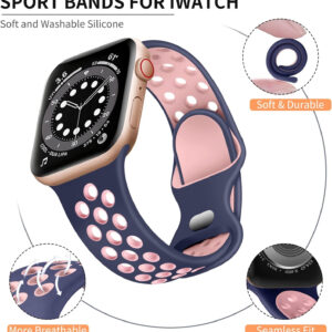 Lerobo Sport Band Compatible with Apple Watch Band 38mm 40mm 41mm 45mm 44mm 42mm 49mm for Women Men,Soft Silicone Breathable Wristband Replacement Strap for iWatch Ultra 2 SE Series 9 8 7 6 5 4 3 2 1