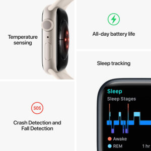 Apple Watch Series 8 [GPS 41mm] Smart Watch w/Starlight Aluminum Case with Starlight Sport Band - M/L. Fitness Tracker, Blood Oxygen & ECG Apps, Always-On Retina Display, Water Resistant