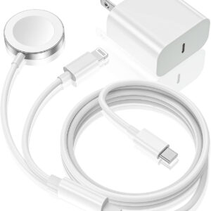 Apple Watch Charger,Upgraded 2-in-1 USB C Fast iPhone Watch Charger [Apple MFi Certified] 6FT Magnetic Charging Cable with 15W Wall Charger Block for Apple Watch Series SE/9/8/7/6/5/4/3/2/1&iPhone 14