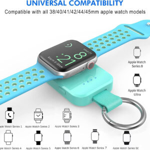 Portable Wireless Charger Compatible for Apple Watch Series 9/8/UItra/7/6/5/4/3/2/SE/Nike,Compact Magnetic iWatch Charger 1000mAh Extra Power Bank Keychain Style Gift Your Father Mother Birthday-Black