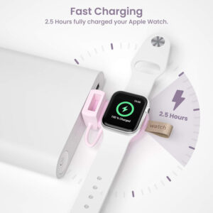 NEWDERY Charger for Apple Watch Portable iWatch USB Wireless Charger, Travel Cordless Charger with Light Weight Magnetic Quick Charge for Apple Watch Ultra Series 8 7 6 5 4 3 2 1 SE, White