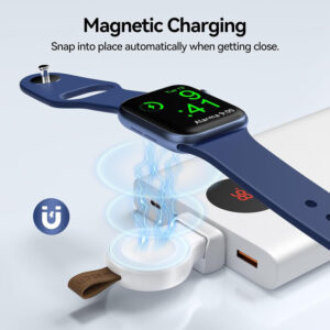 NEWDERY Charger for Apple Watch Portable iWatch USB Wireless Charger, Travel Cordless Charger with Light Weight Magnetic Quick Charge for Apple Watch Ultra Series 8 7 6 5 4 3 2 1 SE, White