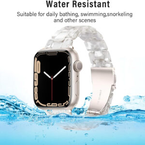 HOPO Compatible With Apple Watch Band 38mm 40mm 41mm 42mm 44mm 45mm 49mm Thin Light Resin Strap Bracelet With Stainless Steel Buckle Replacement For iWatch Series SE Series 9 8 7 Ultra 6 5 4 3 2 1 for Women Men