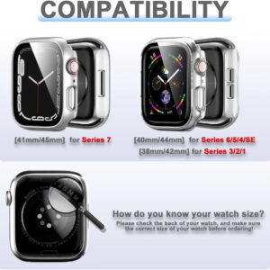 6 Pack Hard PC Case with Tempered Glass Screen Protector 44mm for Apple Watch SE(2nd) Series 6/SE/5/4, Rontion Ultra-Thin Scratch Resistant Full Protective Bumper Cover for iWatch 44mm Accessories