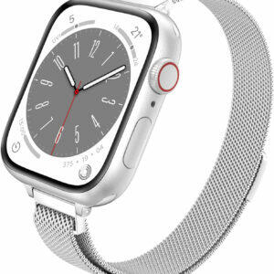 LELONG Slim Watch Band Compatible with Apple Watch Band 38mm 40mm 41mm 42mm 44mm 45mm 49mm Women & Men, Stainless Steel Mesh Loop Magnetic Clasp Replacement for iWatch Bands Series 9, Ultra 2, SE, Ultra Series 8 7 6 5 4 3 2 1 (Starlight, 41mm/40mm/38mm)