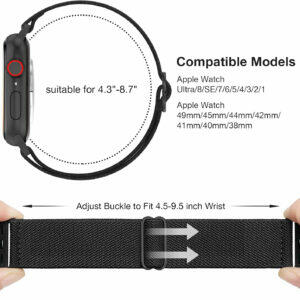 CTYBB 4 Pack Stretchy Nylon Solo Loop Bands Compatible with Apple Watch 40mm 38mm 44mm 49mm 45mm 42mm 41mm, Adjustable Braided Elastic Sport Straps Womens Men Wristbands for iWatch Series 9 8 7 6 5 4 3 2 1 SE Ultra