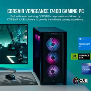 Corsair Vengeance i7400 Series Gaming PC - Liquid Cooled Intel® Core™ i9 12900K CPU - NVIDIA® GeForce RTX™ RTX 4090 GPU - 2TB M.2 SSD - 64GB Vengeance RGB DDR5 Memory - Black